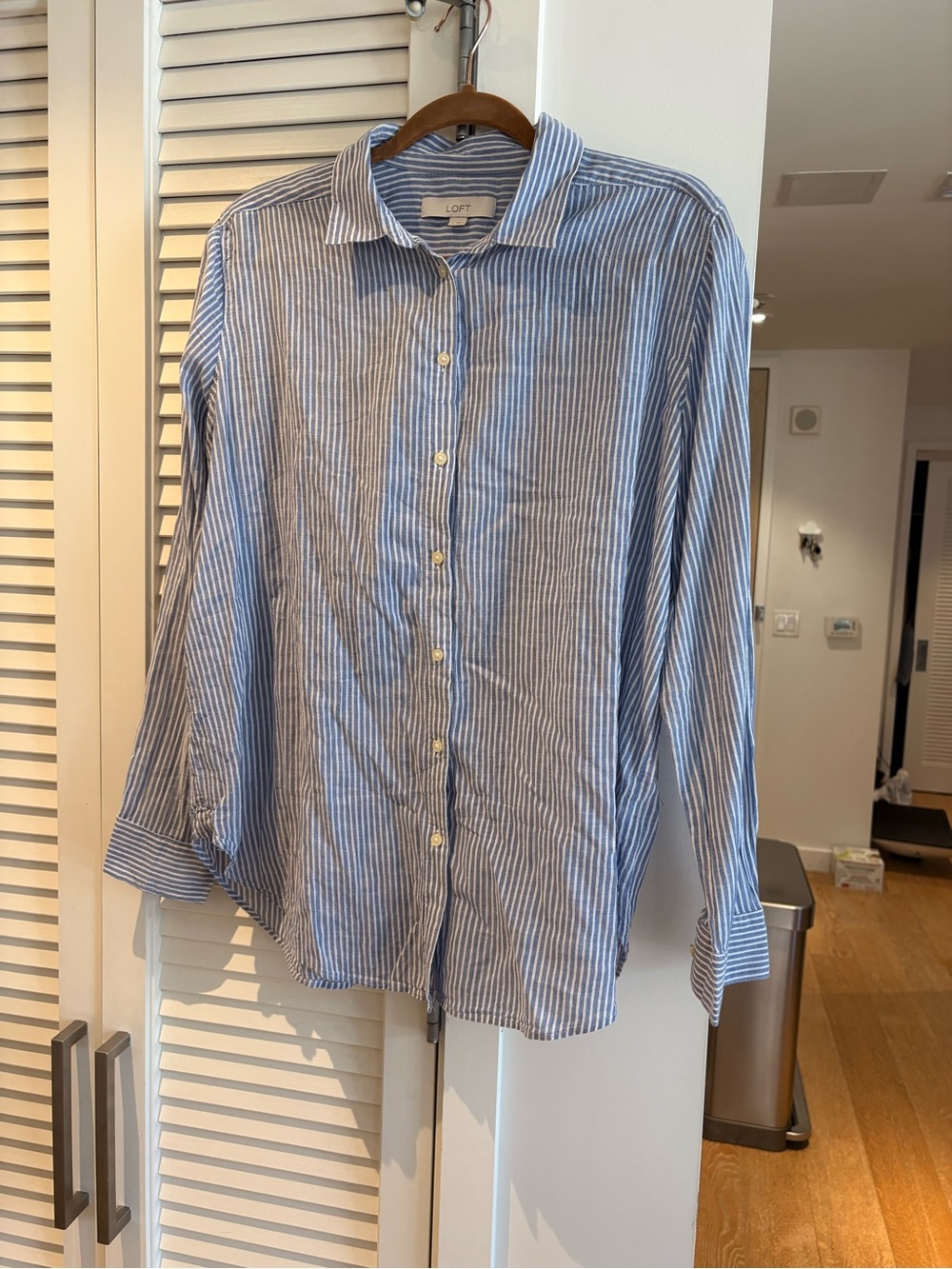 LOFT Blue Striped Button-Up Shirt